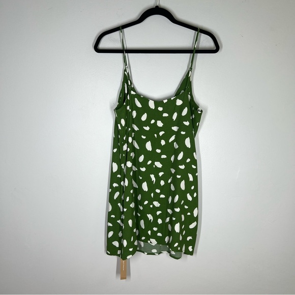 NEW Reformation Sz L Ventura Mini Slip Dress Green - Picture 3 of 9